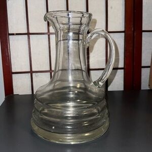 Mid Century Modern Clear Spiral Hand Blown Art Glass Water Pitcher 9”